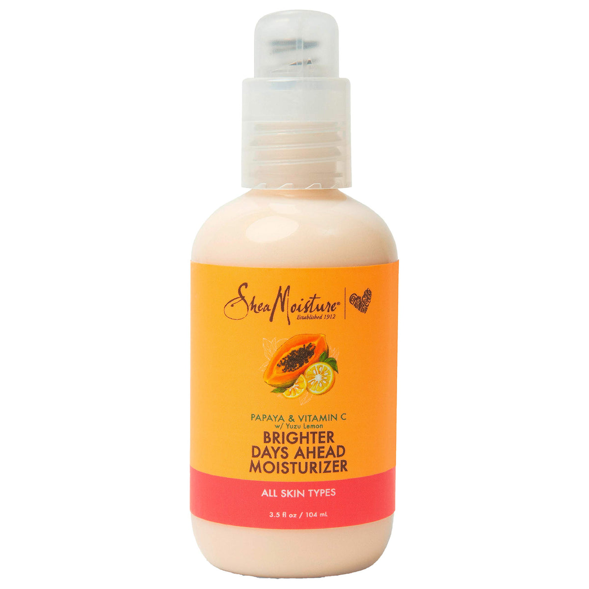 SheaMoisture front packaging showing papaya vitamin C moisturizer and benefit