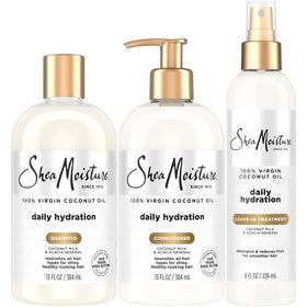 SheaMoisture front packaging showing the 3-piece hydrating set and product benefits
