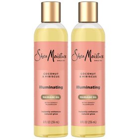 SheaMoisture front packaging showing two bottles and product benefits