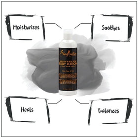 SheaMoisture aloe vera and oats ingredients display emphasizing soothing benefits