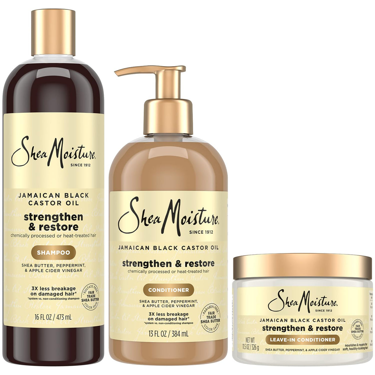 SheaMoisture full set front packaging showing product trio and benefits