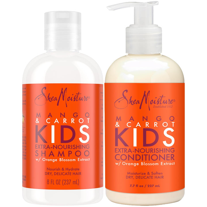 Shea Moisture front packaging showing the kids mango and carrot set and easy identification