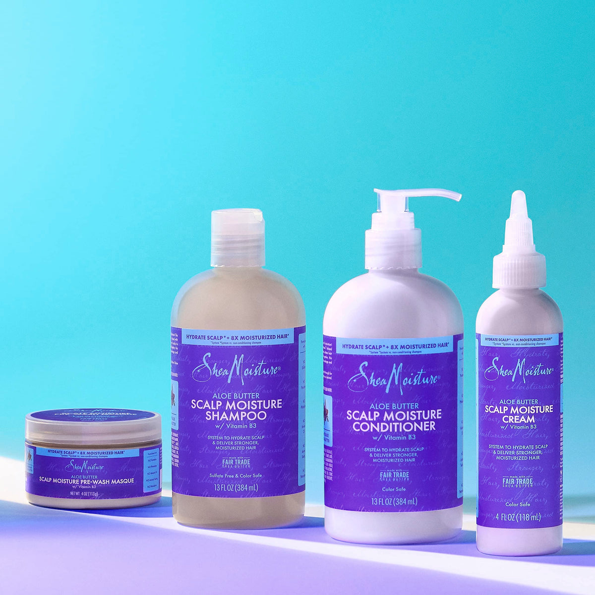 SheaMoisture label close-up highlighting ingredients and fair-trade sourcing