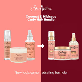 SheaMoisture lifestyle shot with model showcasing defined, shiny curls outdoors