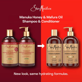 SheaMoisture duo on shower shelf in lifestyle scene showing daily routine ease