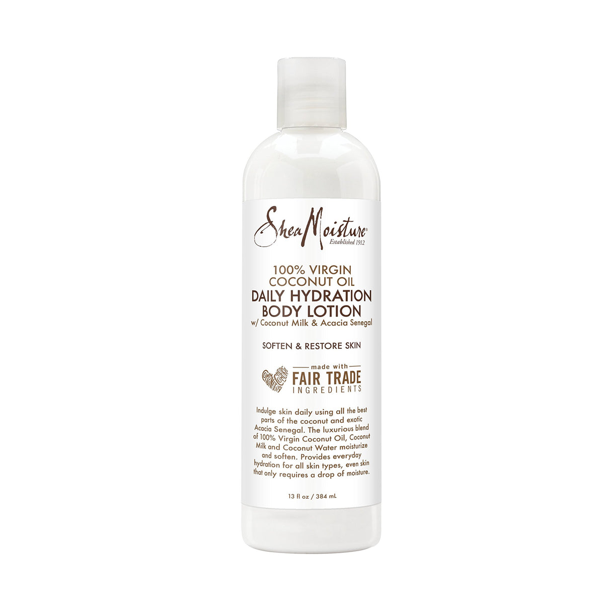 SheaMoisture lotion texture closeup showing creamy coconut-rich hydration