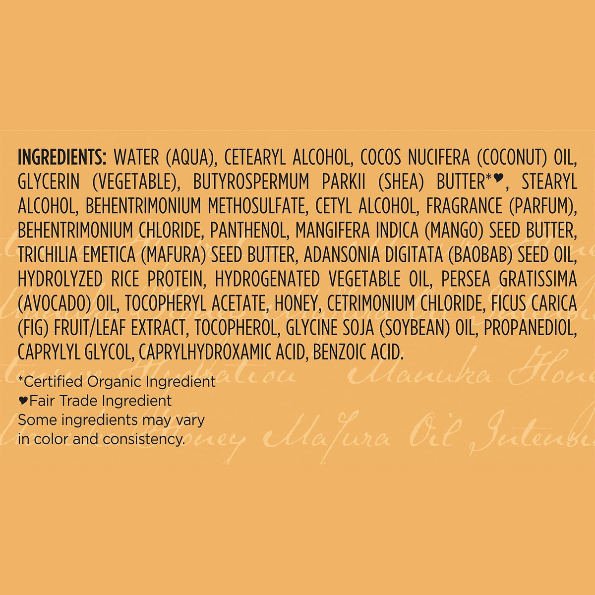 Shea Moisture natural ingredients display showing nourishing blend