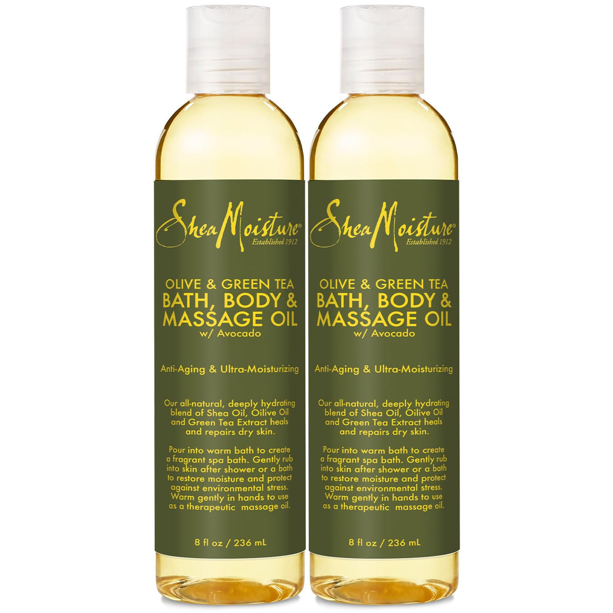 SheaMoisture front view of two-bottle pack showing packaging and size benefit