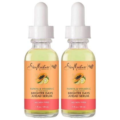 SheaMoisture front packaging showing two 1 oz bottles and product benefits