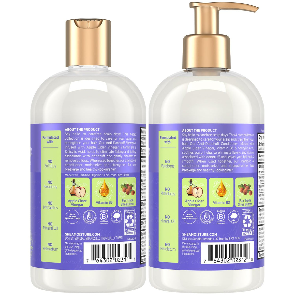 SheaMoisture shampoo bottle closeup label highlighting salicylic acid benefit