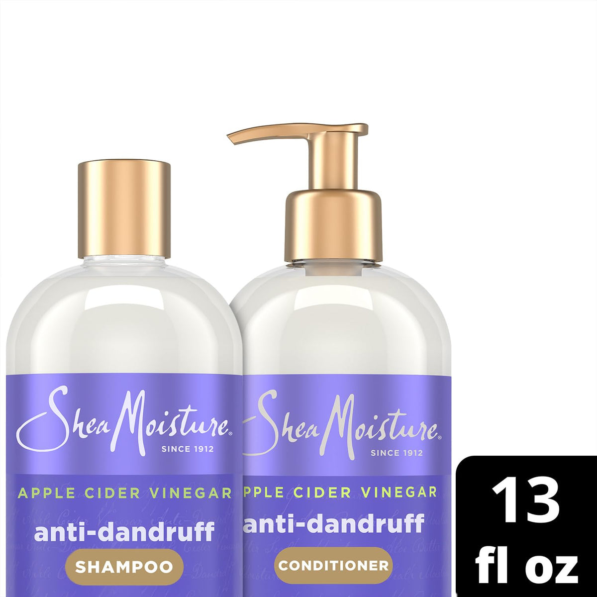 SheaMoisture two 13 oz bottles side-by-side for size and value comparison