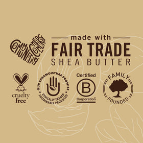 SheaMoisture 8 oz bottle in hand indicating size and portability