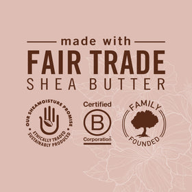 SheaMoisture products next to hand for size comparison and travel friendliness