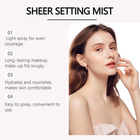 Sheghy Sunglaze mist spraying into air illustrating even coverage and makeup-friendly application