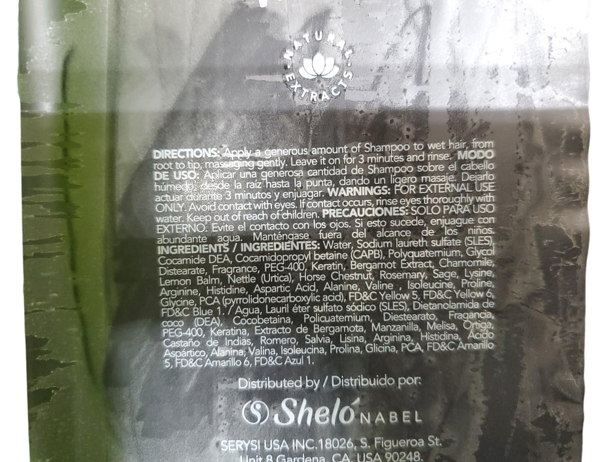 Sheló NABEL label detail showing natural ingredients and product clarity