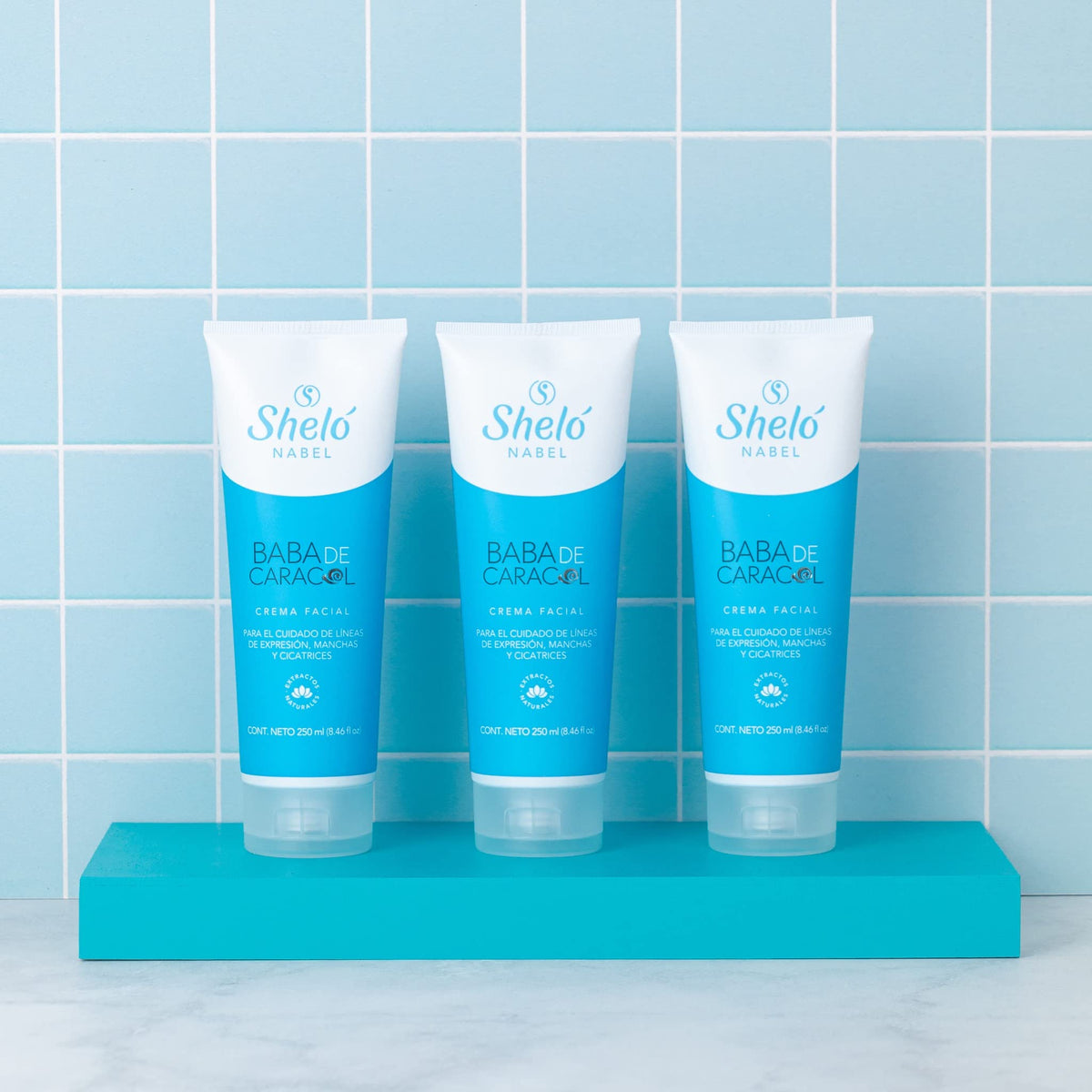 Sheló NABEL in vanity lifestyle scene showing routine-friendly benefit