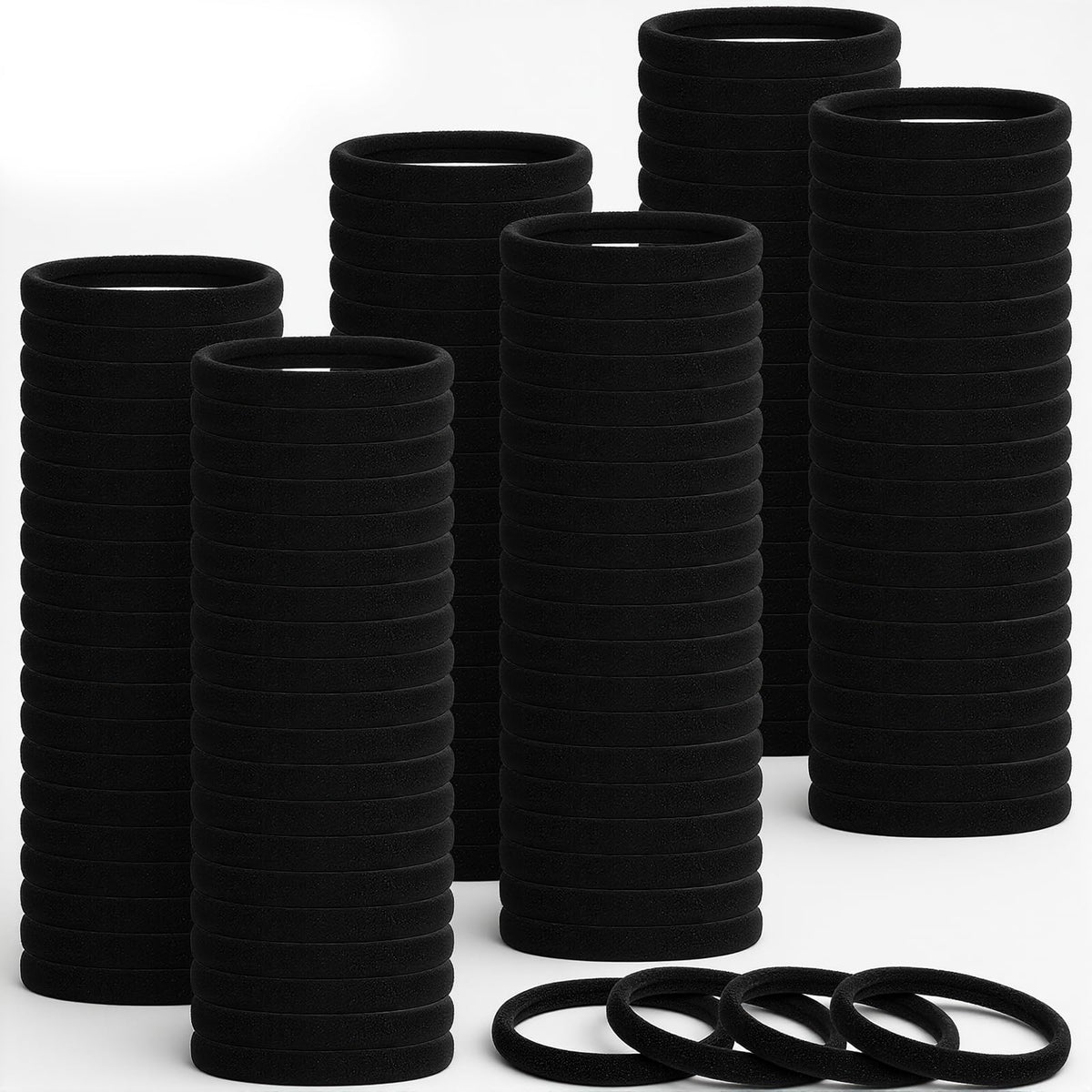 SHENLIU front pack showing 1000 black hair ties and branding, convenient supply