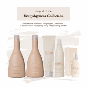 SHIBUI Everydayness on a bathroom shelf styled to convey daily clean-beauty routine