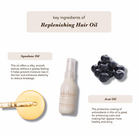 Shibui oil drops on hand showing lightweight texture and quick absorption benefit