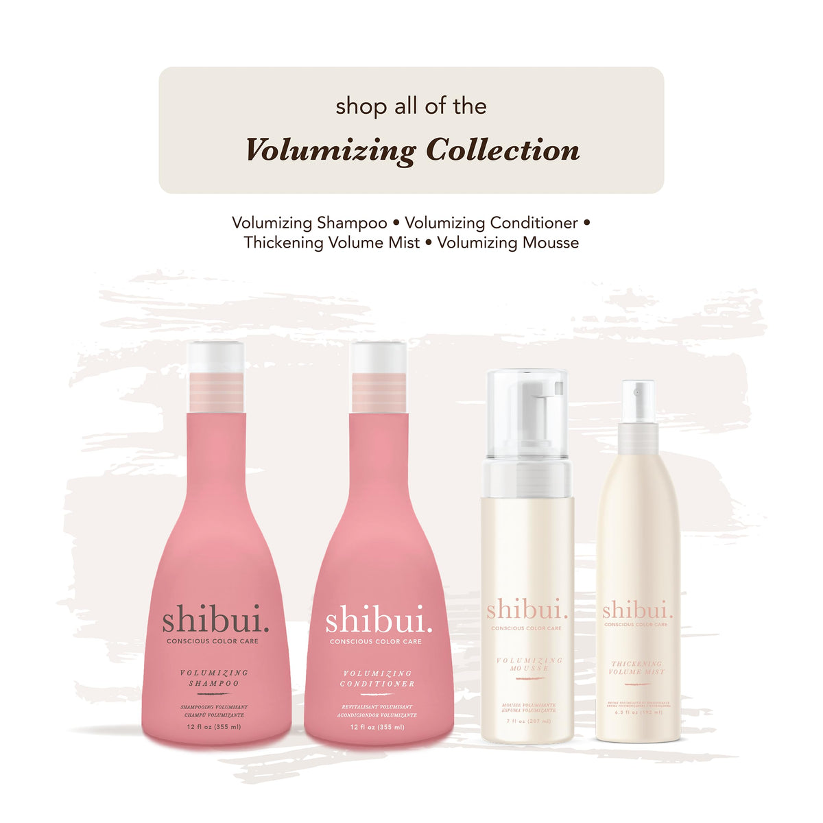 SHIBUI bottle on bathroom shelf with styling tools, suggests everyday color-safe routine