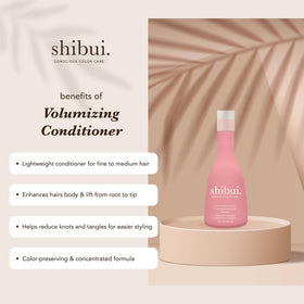 SHIBUI pump close-up and conditioner texture, demonstrates easy dispensing and lightweight feel