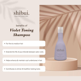 SHIBUI shampoo pouring texture highlighting violet pigment for toning benefits