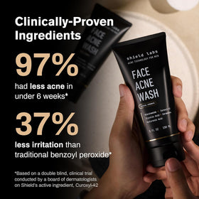 Shield gel texture close-up demonstrating gentle, non-drying lather