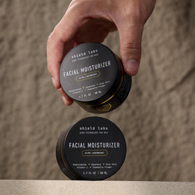Shield cream texture close-up highlighting fast absorption benefit
