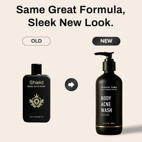 Shield label close-up highlighting active ingredients and concentration benefit