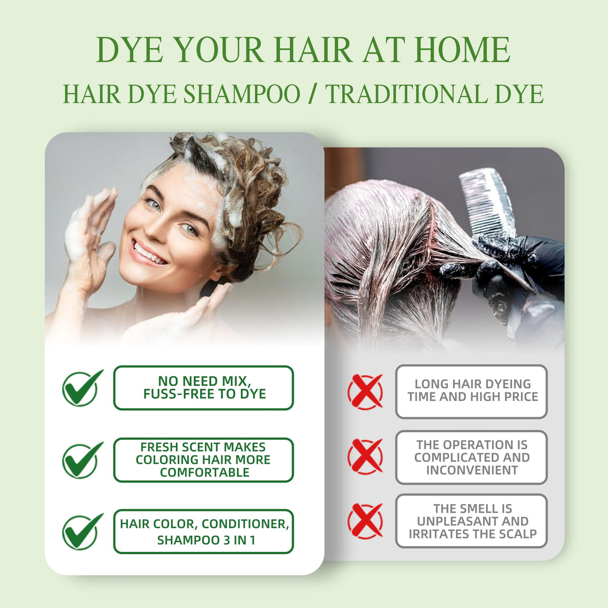 SHIHUANUO before and after example showing subtle gray coverage and natural-looking benefit