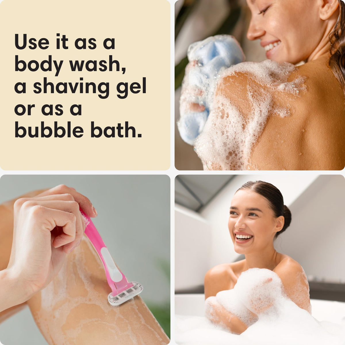 ShiKai bottle beside soap and towel showing 12oz scale and bathroom-ready convenience
