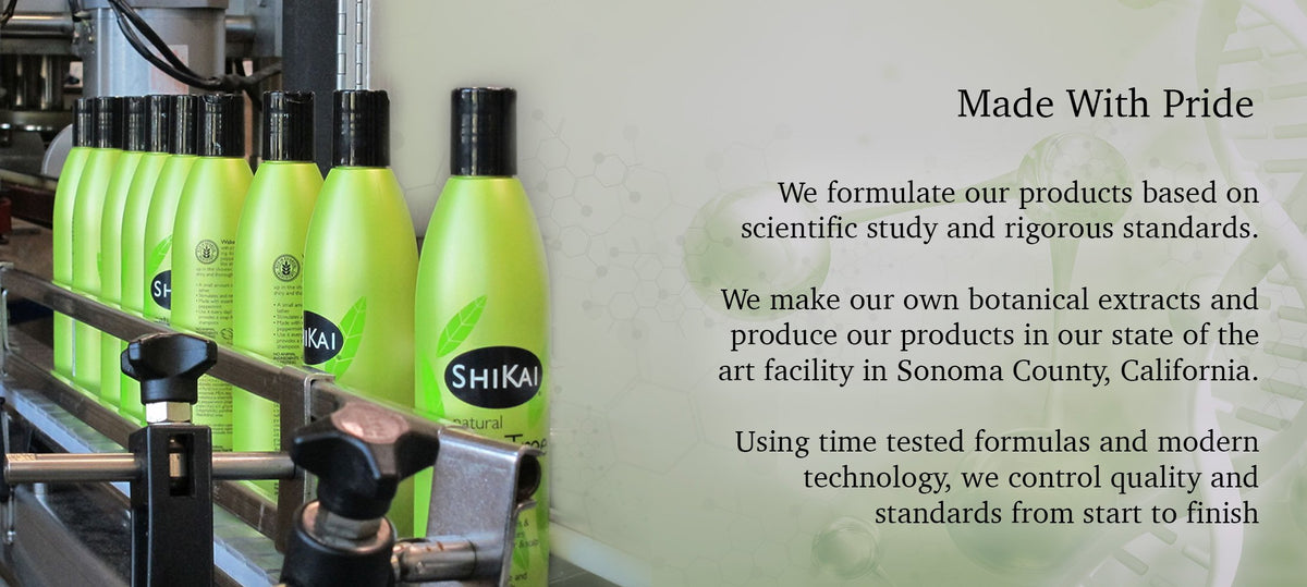 ShiKai bottle on bathroom vanity suggesting daily routine benefit