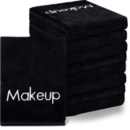 Shimeyao front pack of 20 black towels showing quantity and neat stack benefit