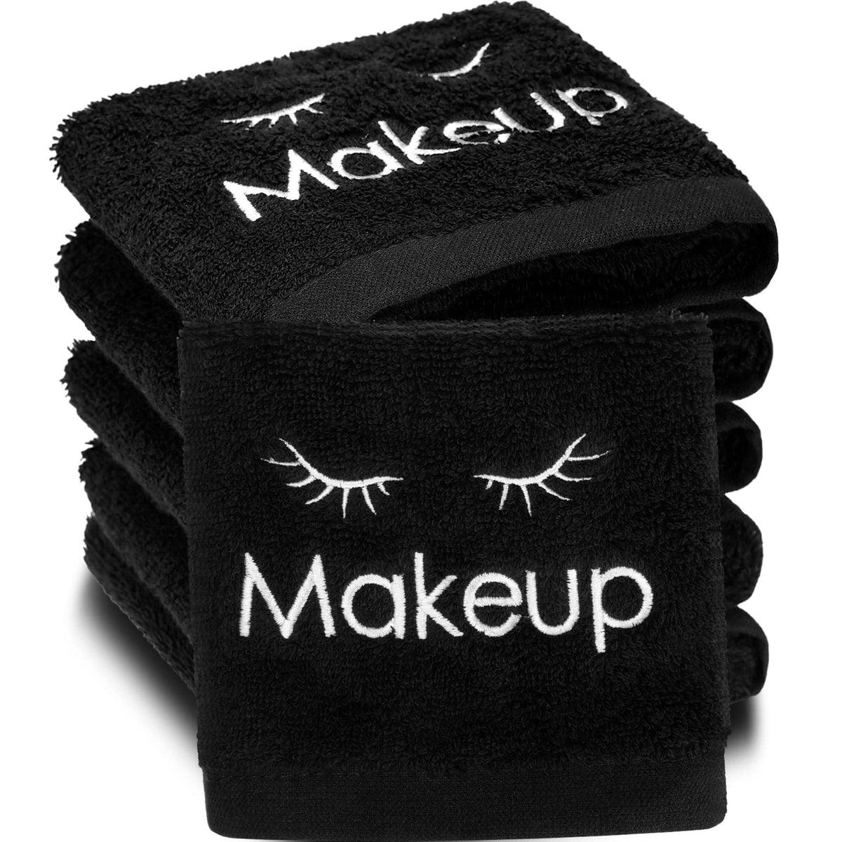 Shimeyao front packaging of 12 black towels showing quantity and convenience
