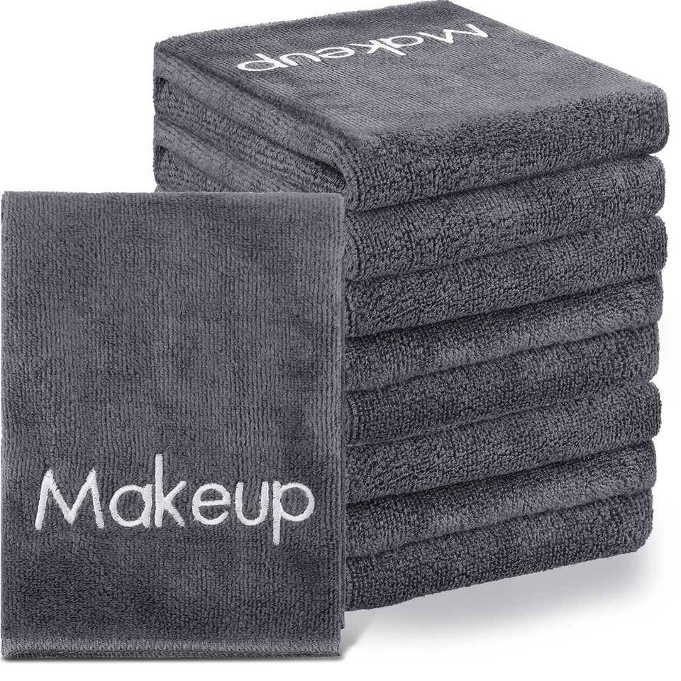 Shimeyao front packaging of 20 gray makeup towels showing quantity and neat stack