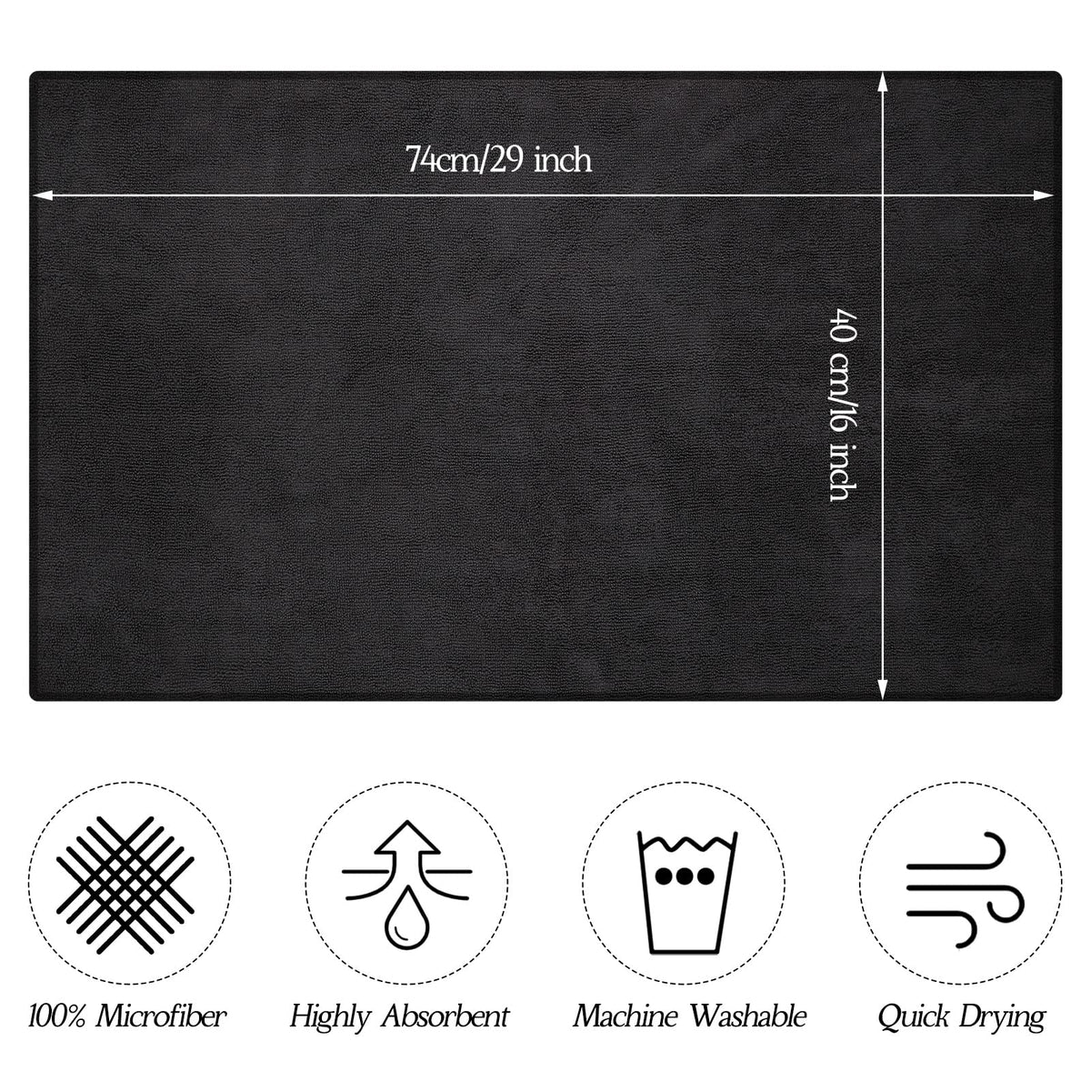 Shimeyao towel beside ruler showing 16x29 inch size clarity
