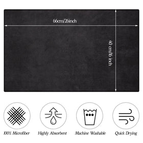 Shimeyao towel flat lay displaying 16x26 size and quick-dry microfiber absorbency