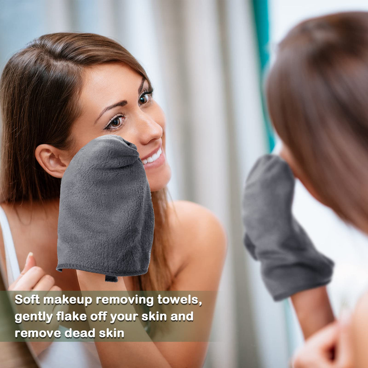 Shimeyao cloth in use removing makeup from face illustrating gentle cleansing benefit