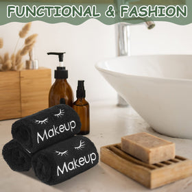 Shimeyao towel in use removing makeup demonstrating gentle cleansing benefit