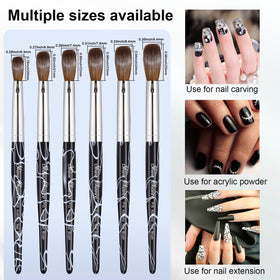 Shine Chance brush applying acrylic on nail extension, demonstrates smooth sculpting benefit