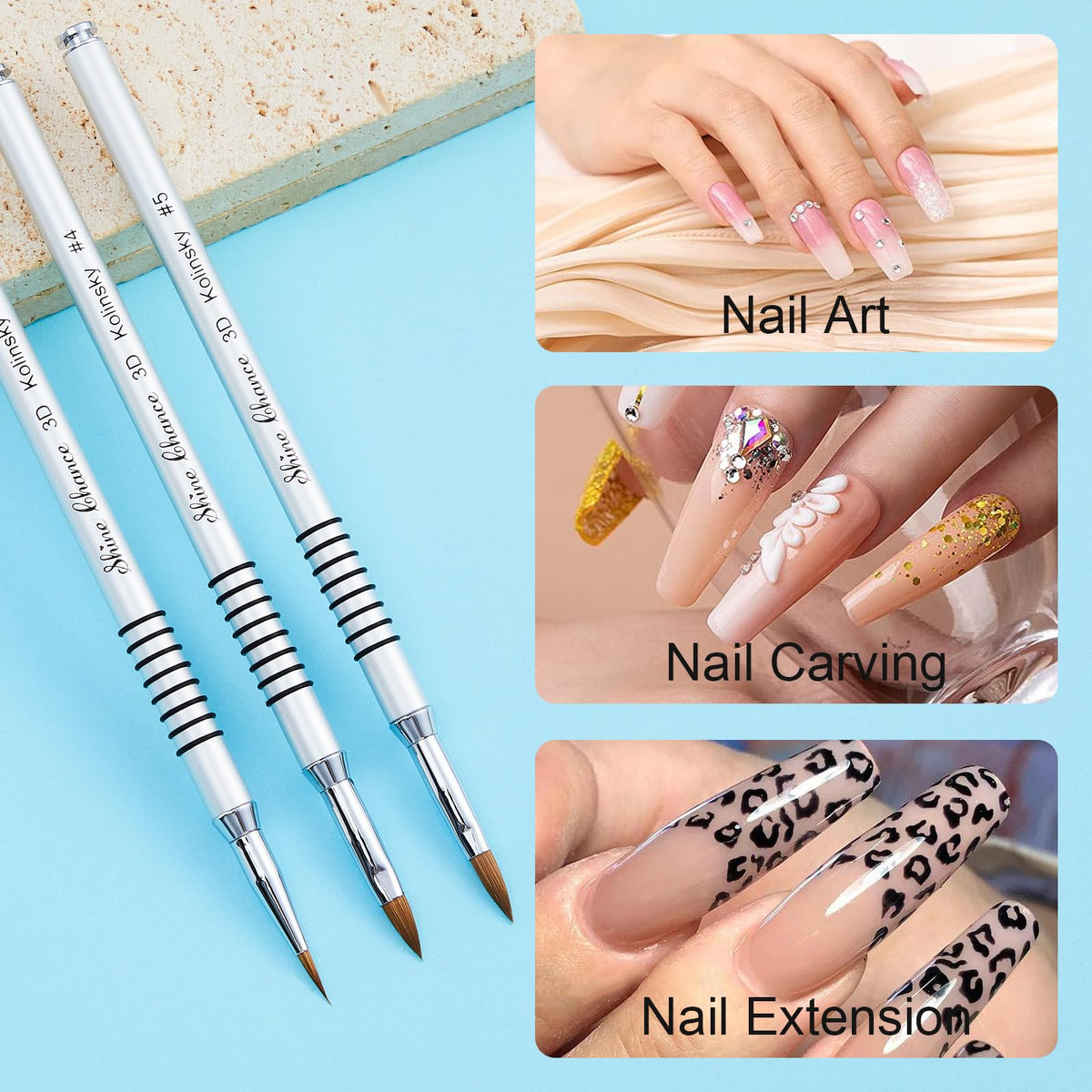 Shine Chance kolinsky bristle close-up highlighting smooth application