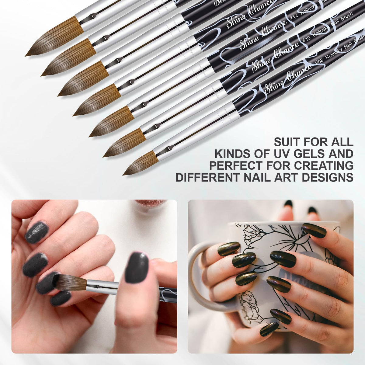 Shine Chance brush next to ruler for size 20 scale reference
