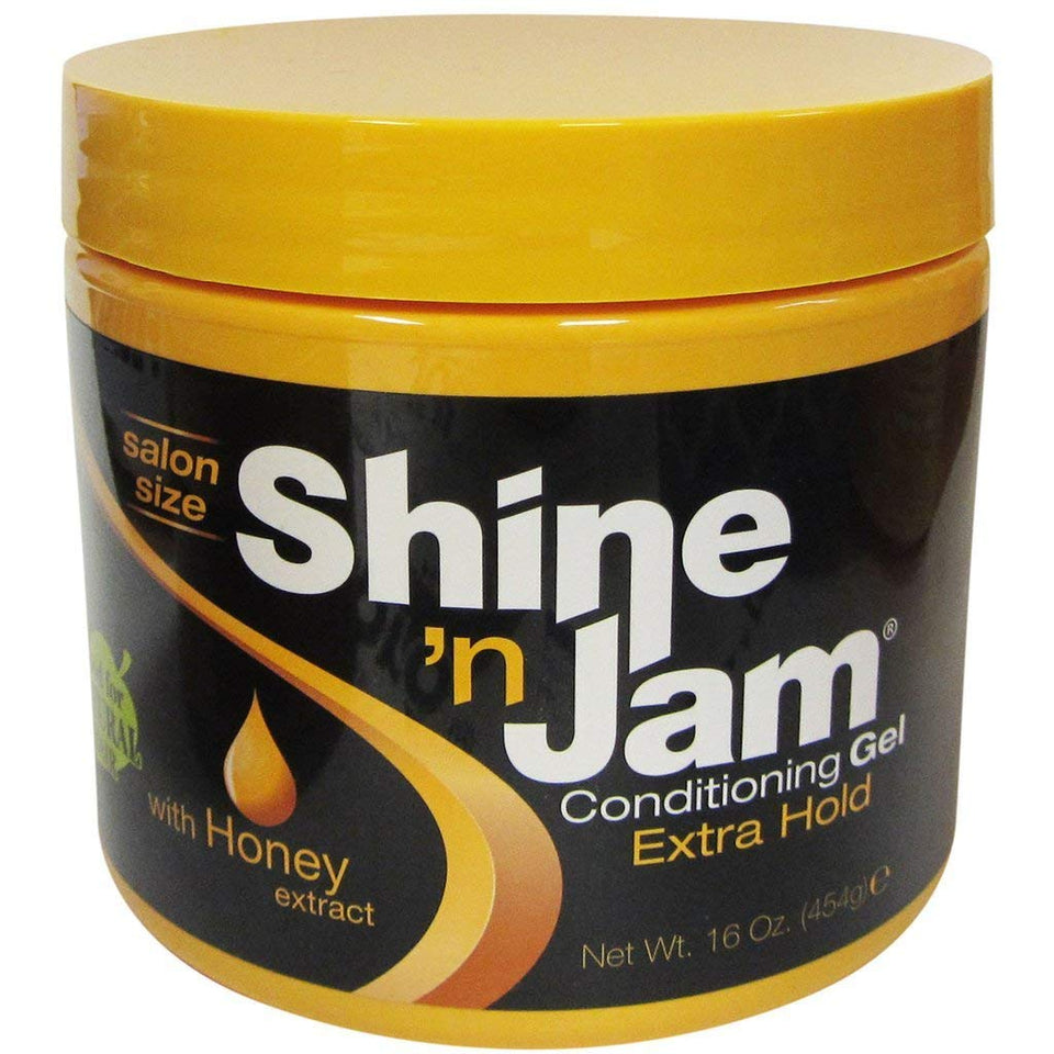 Shine 'n Jam front bottle showing label and conditioning honey benefits