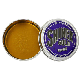 Shiner Gold styling in use on a pompadour demonstrating strong hold and shine