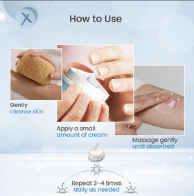 ShingleX cream applied on hand closeup showing quick absorption and comfort