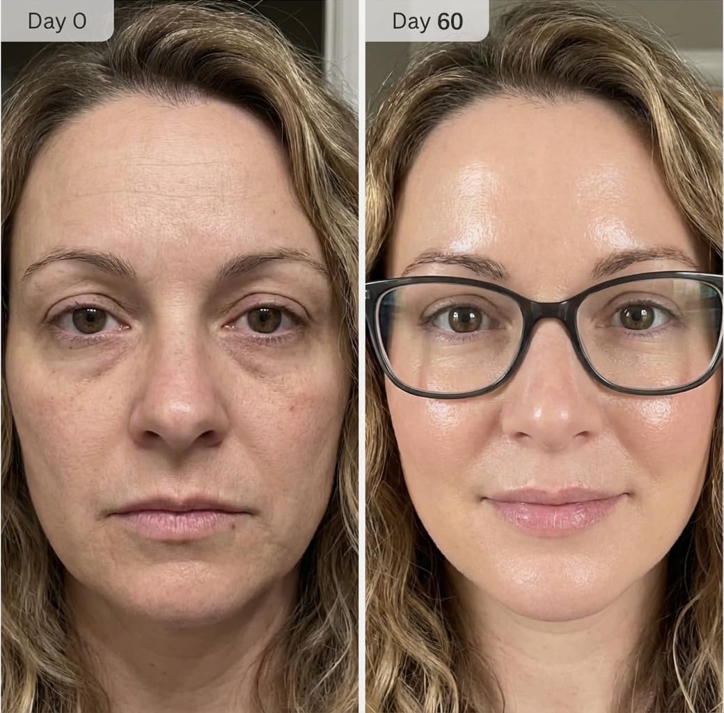 Shining Face flatlay before and after scale for visible texture improvement