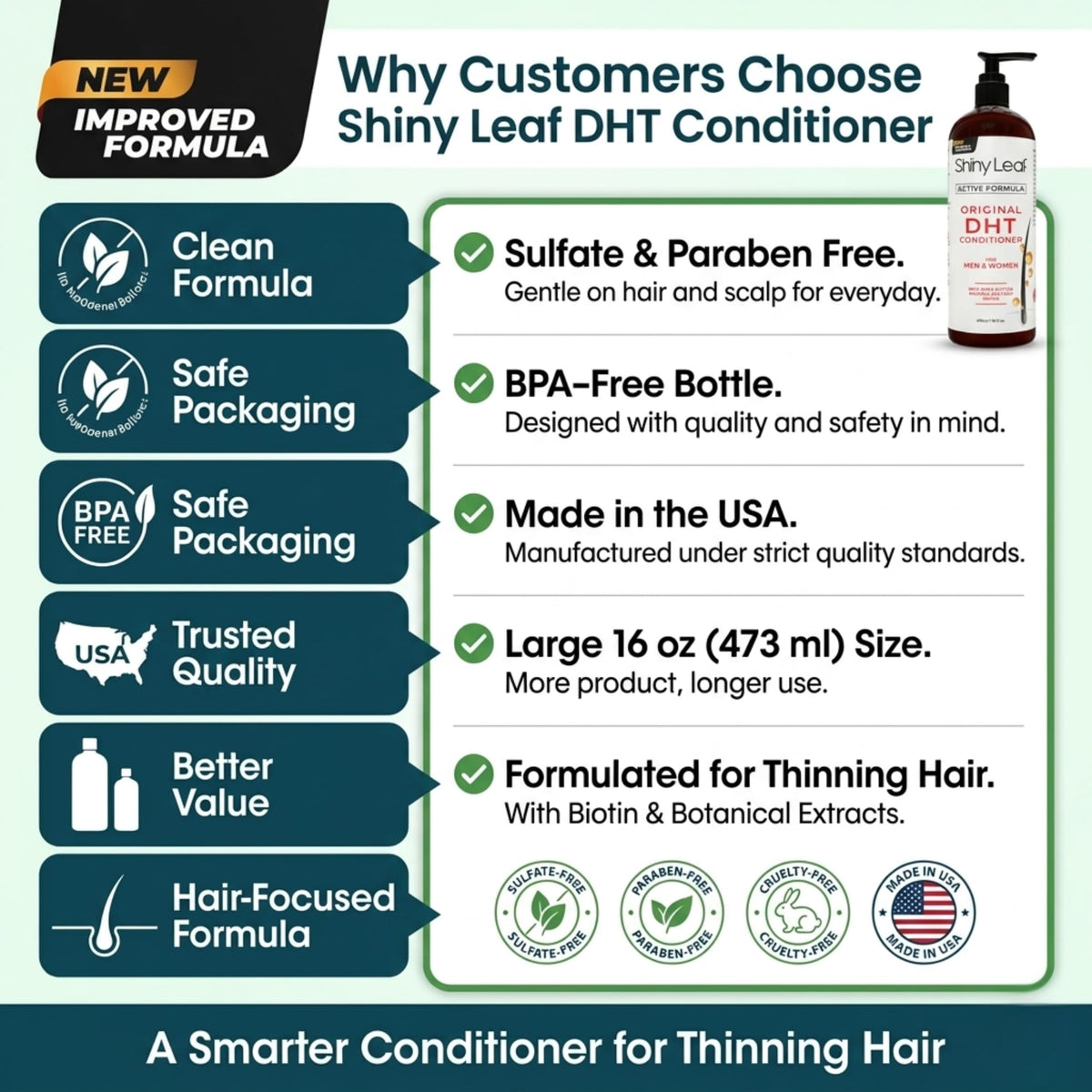 shiny leaf conditioner being applied in shower for easier detangling benefit