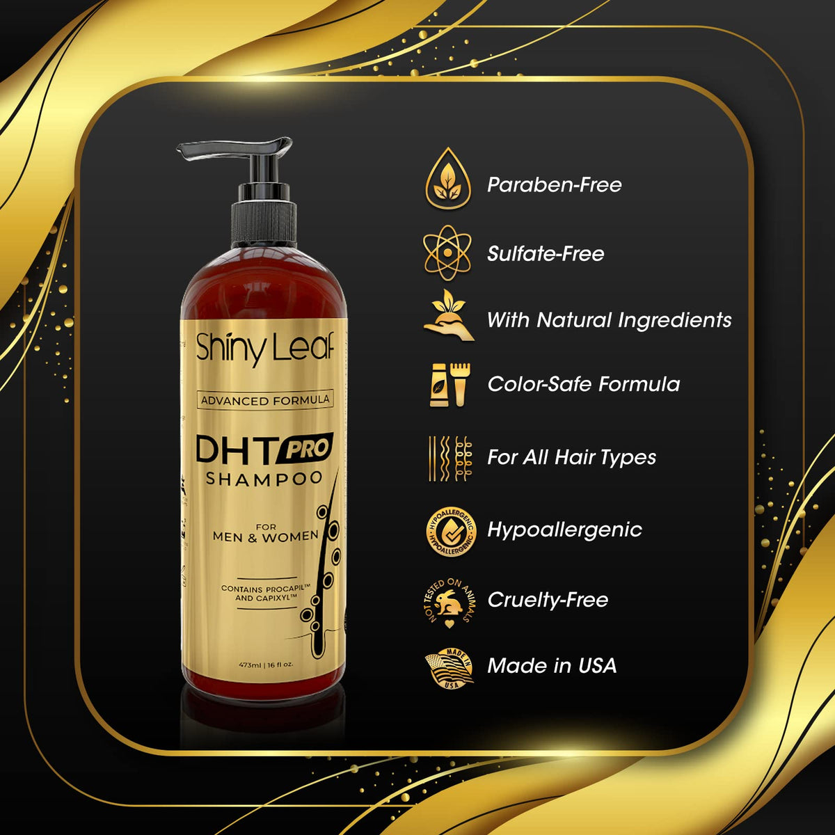 Shiny Leaf bottle styled in bathroom lifestyle to show everyday use