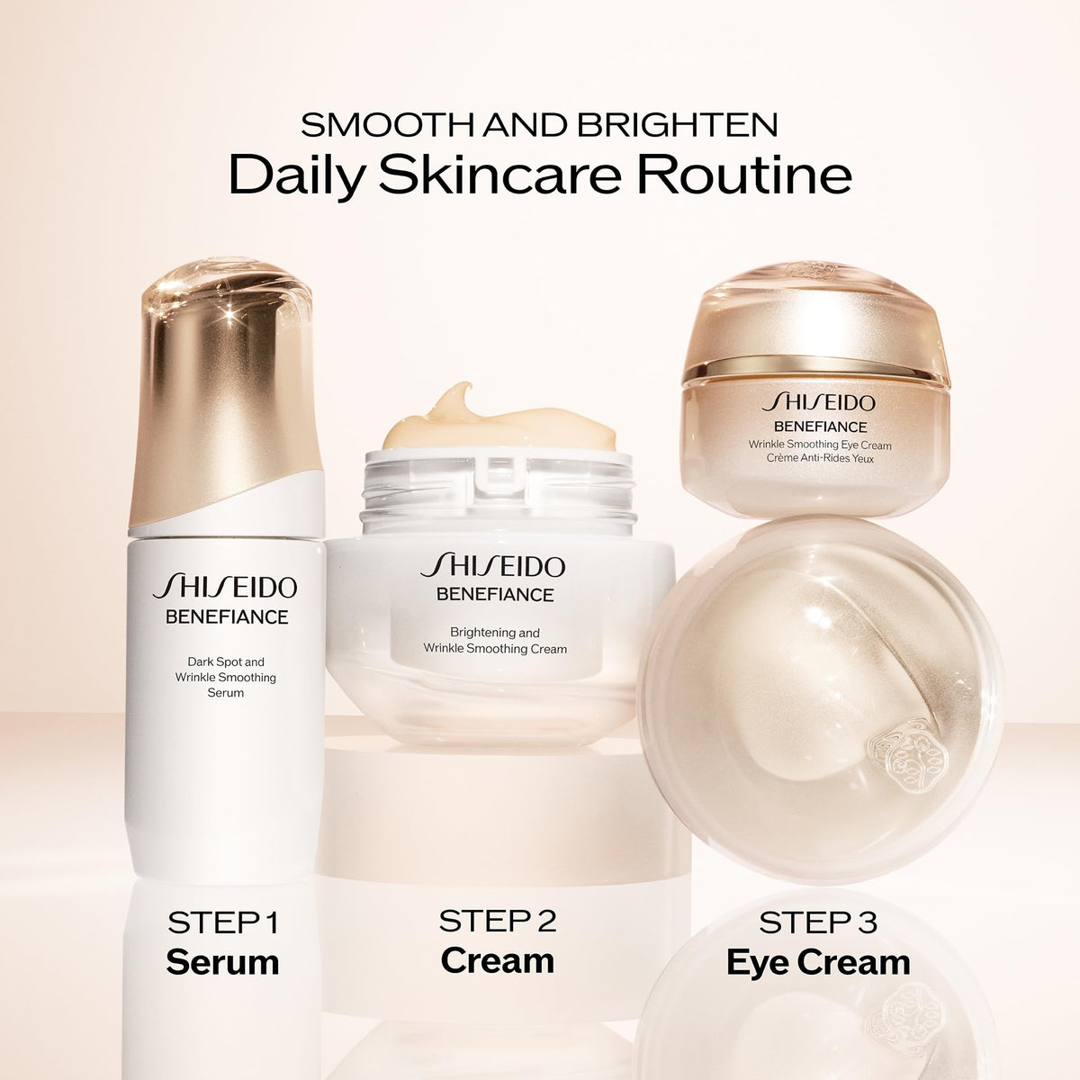 Shiseido cream in bathroom routine setting portraying daily use benefit