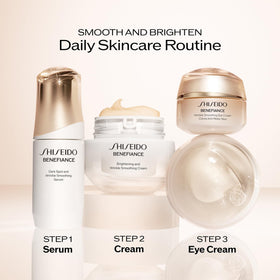 Shiseido cream in bathroom routine setting portraying daily use benefit
